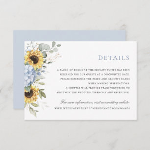 Convite Floral Elegante Blue Hydrangea Sunflower Detalhes