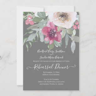 Convite Floral Elegante Blush Sage Cinza