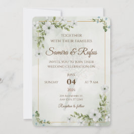 Convite Floral Elegante - Boho Rústico Personalizável