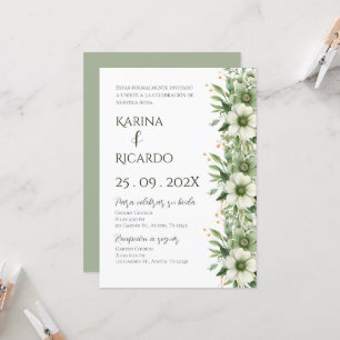Convite floral elegante com casamento de design romântico