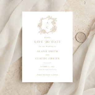 Convite Floral Elegante Crista de Hortênsia Dourada Save t