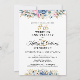 Convite Floral Elegante de Aquarela para Aniversário