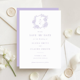 Convite Floral Elegante Hortênsia Roxa Save the Date