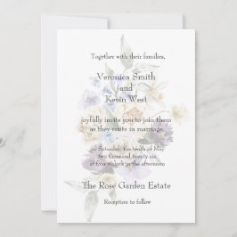 Convite Floral Elegante Marfim, Lavanda e Azul 13x