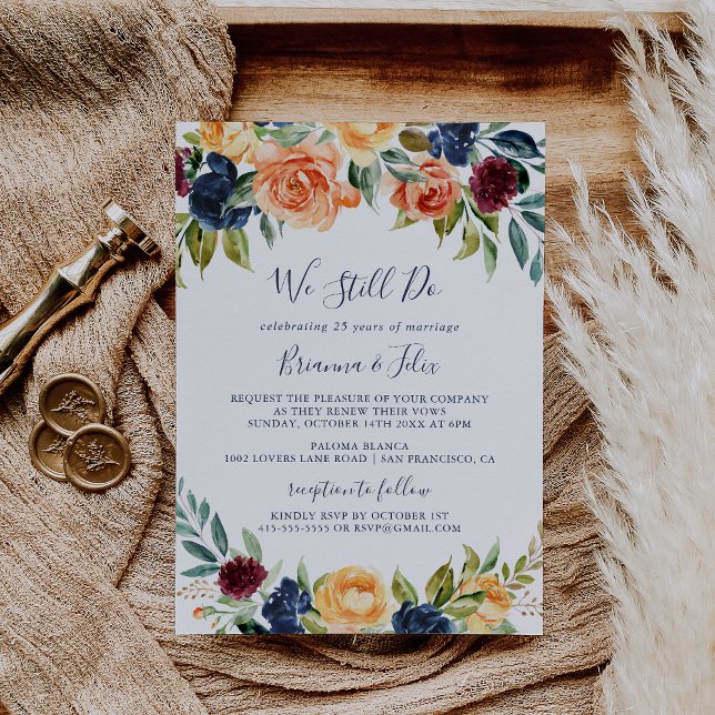 Convite Floral Elegante Multicolorido Ainda Fazemos Renova (Criador carregado)