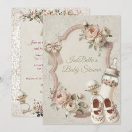 Convite Floral Elegante para Chá de Bebê do Primei