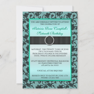 Convite Floral Elegante [Teal]