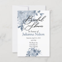 Convite floral em aquarela azul