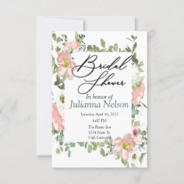 Convite floral em aquarela cor-de-rosa bonito