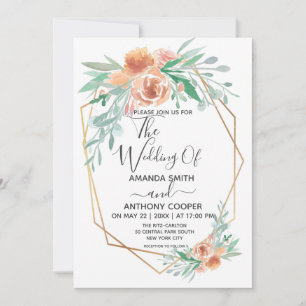 Convite floral em aquarela feito à mão e elegante