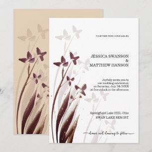 Convite Floral em Aquarela Selvagem e Manchada de Vinho