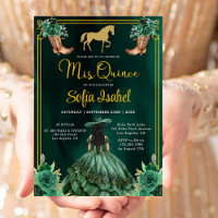 Floral Emerald Green Boots Horse Quinceanera