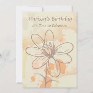 Convite Floral esboçado no Aniversário do Watercolor Splat