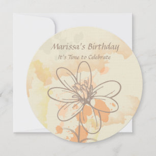 Convite Floral esboçado no Aniversário do Watercolor Splat