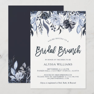 Convite Floral Escura   Brunch de Noiva em Aquarela Modern
