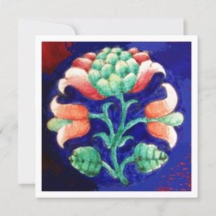 CONVITE FLORAL ESTILIZADA/ROSA VERMELHO VERDE LARANJA AZUL