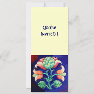 CONVITE FLORAL ESTILIZADA/ROSA VERMELHO VERDE LARANJA AZUL