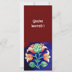 CONVITE FLORAL ESTILIZADA/ROSA VERMELHO VERDE LARANJA AZUL