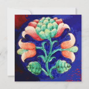 CONVITE FLORAL ESTILIZADA/ROSA VERMELHO VERDE LARANJA AZUL