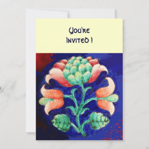 CONVITE FLORAL ESTILIZADA/ROSA VERMELHO VERDE LARANJA AZUL