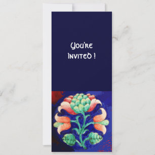 CONVITE FLORAL ESTILIZADA/ROSA VERMELHO VERDE LARANJA AZUL