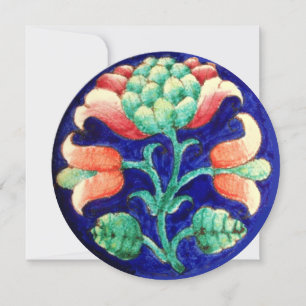 CONVITE FLORAL ESTILIZADA/ROSA VERMELHO VERDE LARANJA AZUL