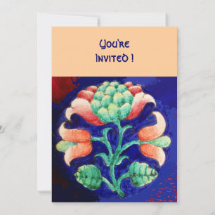 CONVITE FLORAL ESTILIZADA/ROSA VERMELHO VERDE LARANJA AZUL