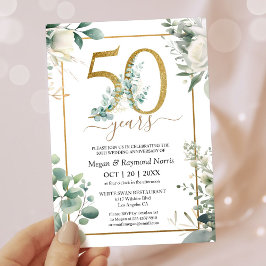 Convite Floral Eucalipto Bodas de Ouro 50º Anivers