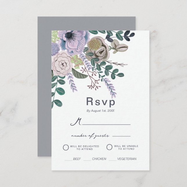 Convite Floral Eucalyptus Lavanda Boho Wedding (Frente/Verso)