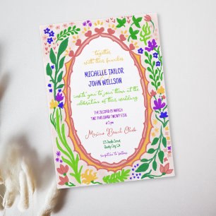 Convite Floral Excêntrico Única Caprichosa Doodle Desenhad