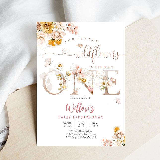 Convite Floral Fairy First Birthday Invitation (Criador carregado)