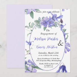 Convite Floral, Festa de noivado violeta aquarela