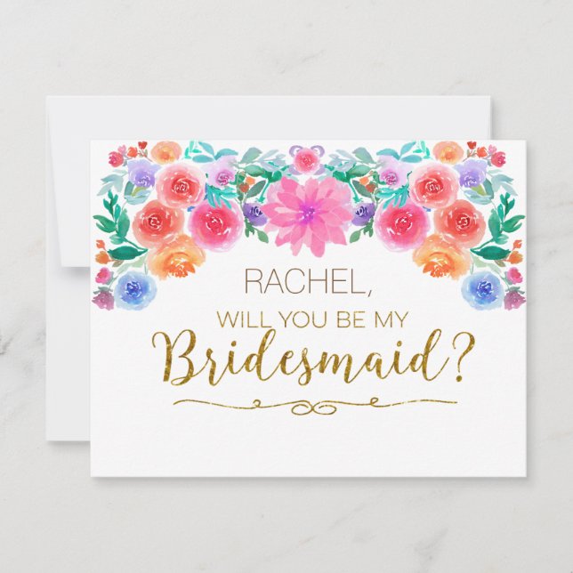 Convite Floral Fiesta Vai Ser Minha Carta De Bridesmaid (Frente)
