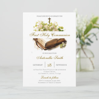 Convite Floral First Holy Communion for girl