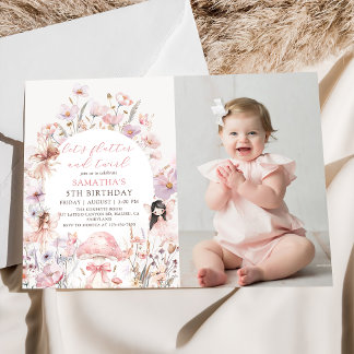 Convite Floral Flutter and Twirl Fairy Birthday Photo