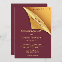 Floral Frame Plum e Dourado Casamento Muçulmano Is