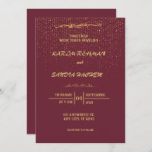 Floral Frame Plum e Dourado Casamento Muçulmano Is