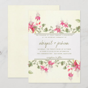 Convite Floral Fuchsias Wedding
