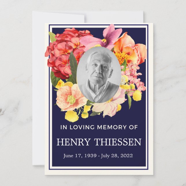 Convite Floral Funeral Memorial, Programa de Ordem de Serv (Frente)