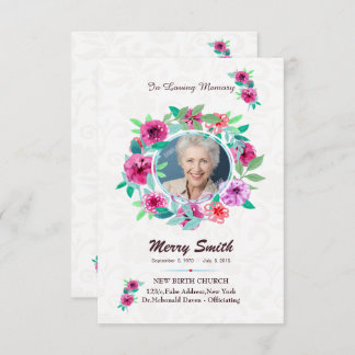 Convite Floral Funeral Prayer Card Template
