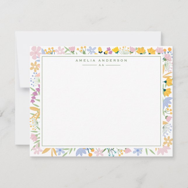 Convite Floral Garden Frame Note Card (Frente)