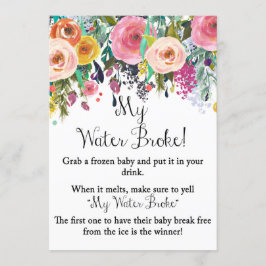 Convite Floral Garden My Water Broke Game Sinal 5x7" Size