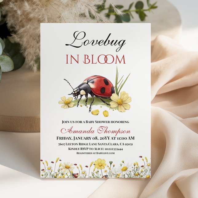 Convite Floral Garden Red Lovebug In Bloom Baby Shower (Criador carregado)