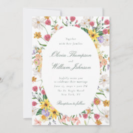 Convite Floral Garden Wedding Invitation with Oval Frame
