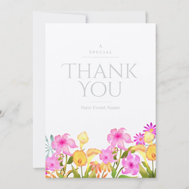 Convite Floral Garden White Thank You (Frente)