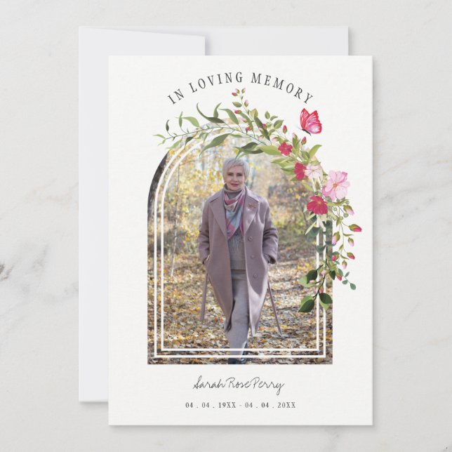 Convite Floral Garland Butterflies Memorial Dear Ones (Frente)