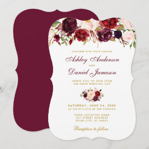 Convite floral GB do casamento de Borgonha da