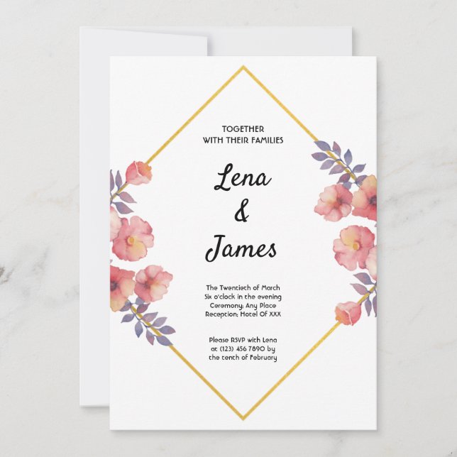 Convite Floral Geométrico Moderno e Elegante (Frente)