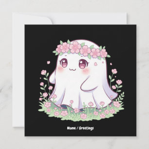 Convite Floral Ghost Halloween Figurume para Meninas