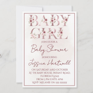 Convite Floral Girl Baby Shower Invitation